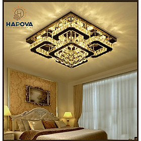 Đèn chùm pha lê phòng khách HAPOVA VIKA 1051 Kích thước 600mm x 600mm