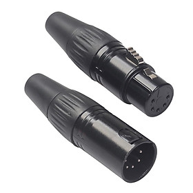 5-Pin 1 Pair Black Male Female Mic Microphone Audio Cable Plug Connector