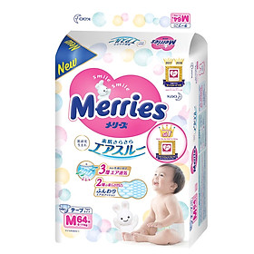 Tã Bỉm dán Merries size M - 64+4 miếng 68 Miếng