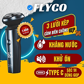 Máy Cạo Râu Flyco 3 Lưỡi Kép FS165VN Thân Máy Kháng Nước Sạc Nhanh 1 Giờ - Hàng Chính Hãng