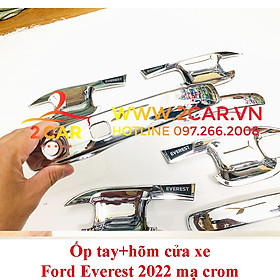 Ốp tay nắm, hõm cửa xe Ford Everest 2022, 2023 mạ Crom cao cấp