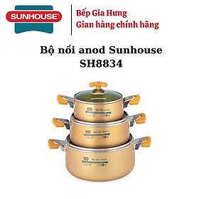 Mua Bộ nồi anod Sunhouse quai núm vàng SHG8834