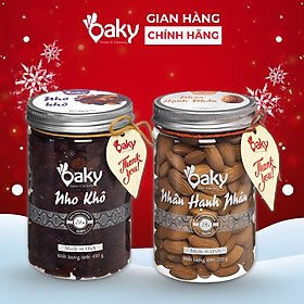 Quà Tặng Oaky - Combo Hạt Dinh Dưỡng Cao Cấp Hạnh Nhân, Nho Khô - Tặng Túi Giấy