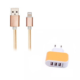 Combo dây sạc dành cho Iphone 1,5m kèm cốc sạc 3 cổng USB đa năng