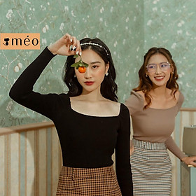 Áo Len dài tay cổ vuông trơn màu Merry Méo Shop