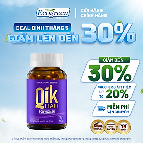 [Hộp 30v] Viên Uống Kích Thích Mọc Tóc Qik Hair For Women Ecogreen Giảm Rụng Tóc Cho Nữ