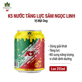 Nước Tăng Lực K5 Sâm Ngọc Linh Lon Lẻ Vị Mật Ong 250ml Lon