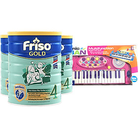 Bộ 3 lon Sữa Bột Friso Gold 4 Cho Trẻ Từ 2-4 Tuổi 1.5kg + Tặng Đàn Organ