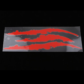 Black Scratch Stripe Claw Marks Auto Headlight Vinyl Decal 40x12cm - Red