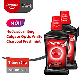 Bộ đôi Nước súc miệng Colgate trắng răng Optic White Charcoal Freshmint