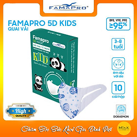 CHÍNH HÃNG Khẩu trang y tế trẻ em quai vải Famapro 5D Mask Kid - Bé Dưới 10 Tuổi  HỘP  - DOREMON - 1 HỘP