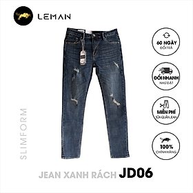 Quần Jean nam Leman xanh rách JD06 - Slim Form