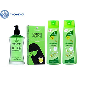Bộ Sản Phẩm Dưỡng Tóc và Ngăn Rụng Tóc Thiên Nhiên Hoàn Hảo Từ Thorakao: Combo 2 Chai Dầu Gội và Xả Hoa Bưởi 400ml + 1 Chai Lotion Tinh Dầu Bưởi 120ml
