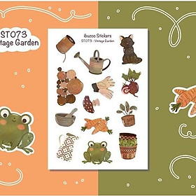 Sticker tự thiết kế - sticker sheet vintage garden - hình dán sổ, nhật kí bullet journal - unim037