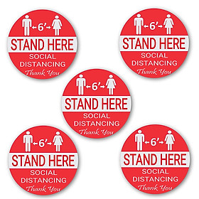Floor Decals Stand Here Social Distancing Marker Floor Decal For Social Distancing While In Line