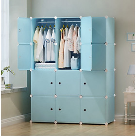 Mua Tủ Nhựa lắp ghép 12 Ô Màu Xanh  2 Treo (treo 2 ô)