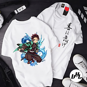 Áo thun trắng Anime, Manga Thanh g diệt quỷ Tanjiro 032, Unisex Nam Nữ có Size áo từ 25-95kg