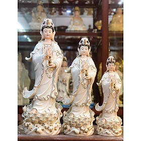 Mua  Đồ Thờ Cúng  Tượng Phật Quan Âm thế đứng cưỡi mây bay  tay cầm bình cam lồ vàng  tay cầm nhành liễu trắng