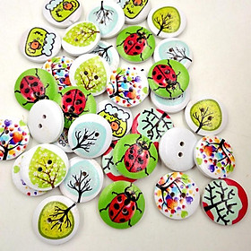 Pack of 50 Colorful Decorative Wooden Buttons 2 Hole Round Buttons for Sewing Crafts 20mm
