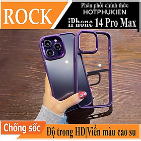 Ốp lưng chống sốc viền cao su cho iPhone 14 Pro Max (6.7 inch) thiết kế mặt lưng trong suốt Hiệu Rock hybrid Protective Case (độ đàn hồi cao, bảo vệ toàn diện, tản nhiệt tốt) - hàng nhập khẩu