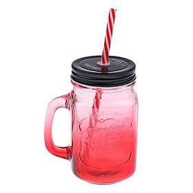 Ly Thủy Tinh Uống Nước Có Nắp Đậy Kèm Uống Hút (480ml)