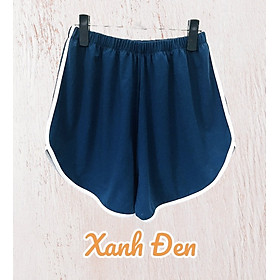 QUẦN ĐÙI NỮ - COTTON - SỌC VIỀN THỂ THAO - HOA VĂN - MẶC NHÀ - TẬP GYM - ĐI DẠO - TRẺ TRUNG - Xanh Đen