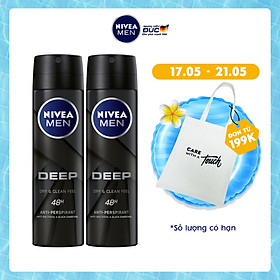 Bộ đôi Xịt ngăn mùi NIVEA MEN Deep than đen hoạt tính (150ml x2) - 80027