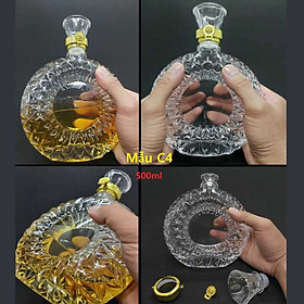 COMBO Hai Chai Thủy Tinh 500ml Đựng Tửu Dáng XO.