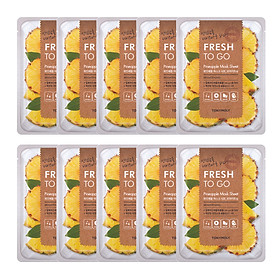 10 Mặt Nạ Tony Moly Fresh To Go Mask Sheet (10 x 22g) - Pineapple: Chiết xuất từ trái dứa (thơm) giúp da trắng sáng và mịn màng hơn