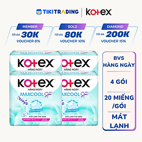 Combo 4 Băng Vệ Sinh Kotex Hàng Ngày Max Cool French Spa 20 miếng/Gói
