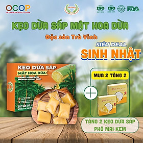 Kẹo dừa sáp VICOSAP mật hoa dừa không đường đồ ăn vặt healthy kẹo mềm dẻo đặc sản Trà Vinh hộp 180g