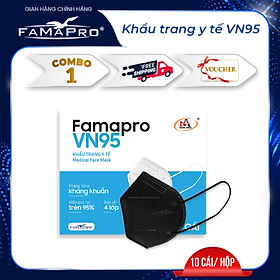 [HỘP - FAMAPRO VN95] Khẩu trang y tế kháng khuẩn 4 lớp Famapro VN95 đạt chuẩn N95 (10 cái/ hộp)