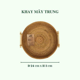 Mua Khay Mây Tròn có Tay Cầm Đựng Đồ Ăn - Khay Mây Guột Trang Trí Decor 3 size - Rattan Tray