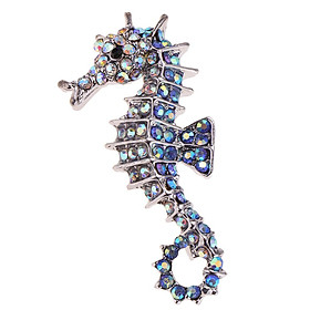 Fashion Vintage Shiny Red Rhinestone Sea Horse Pin Brooch for Women Jewelry