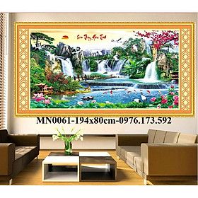 Tranh thêu chữ thập Sơn Thủy Hữu Tình I 194x80cm I MN0061
