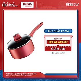 Quánh chống dính đáy từ Tefal So Chef G1352395 18cm có nắp (Đỏ) - Hàng chính hãng