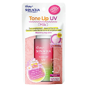 Sữa Chống Nắng Nâng Tông Dành Cho Da Dầu/Hỗn Hợp Sunplay Skin Aqua Tone Up UV Milk Happiness Aura (Rose) (Cho Da Sáng Hồng, Khuyết Điểm Xanh) (50g)