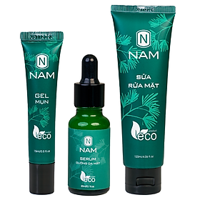 Combo Sạch Mụn Thâm Dưỡng Da Sáng Mịn NAM (Sữa Rửa Mặt 120 ml - Serum Dưỡng 20 ml - Gel Mụn 15 ml)