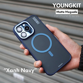 Ốp lưng cho iPhone 15 Pro Max Youngkit Rock Sand Skin Fell with Maqsafe hàng cao cấp - hàng chính hãng