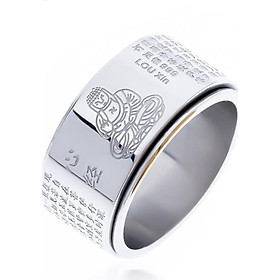 Nhẫn Bát Nhã Tâm Kinh Khắc Hình Phật Kim Tiền Jewelry - Không Gỉ Sét - Không Phai Màu