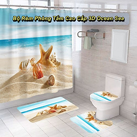 Bộ Rèm Phòng Tắm Cao Cấp 3D Ocean Sea (Full Option 3 mảnh) (180cm x 200cm) - Home and Garden