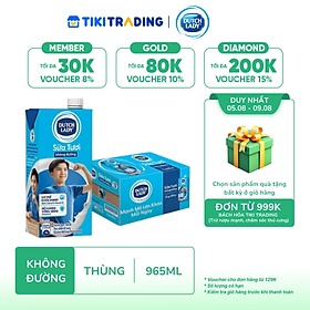 Thùng 12 Hộp Sữa Tươi Tiệt Trùng Dutch Lady Cô Gái Hà Lan Không Đường (12 X 965ML)
