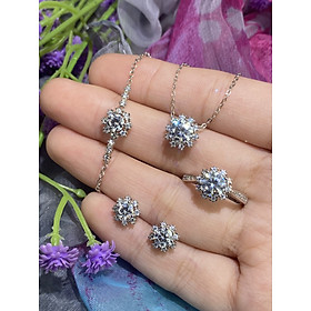 Bộ trang sức Bạc 925 xi Kim viên chủ Kim Cương nhân tạo Moissanite hạt 1.0 carat (6.5mm) -  S10.9.7.6