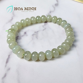 Vòng tay Ngọc Hòa Điền xanh nếp trong kiểu bánh xe size hạt 7.9 li phong cách độc đáo, sang trọng - 16-17.5cm