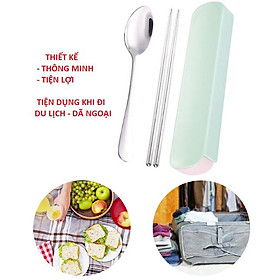 Mua Bộ muỗng đũa INox du lịch siêu nhẹ chỉ 68gam  bộ thìa đũa du lịch cơm trưa văn phòng - dương