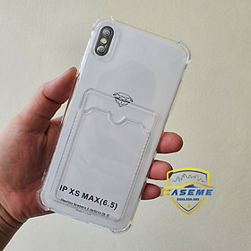 Ốp chống sốc kèm ngăn ví đựng thẻ dành cho iPhone X/Xs, Xs Max silicon trong suốt cao cấp