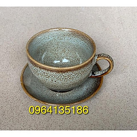 Mua Cặp cốc đĩa cà phê dung tích 200ml men hoả biến trắng gốm sứ Bát Tràng
