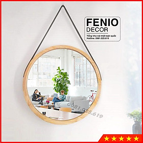Mua Gương tròn treo tường khung viền gỗ tự nhiên Dây treo bằng da  dây thừng hoặc loại móc treo phía sau