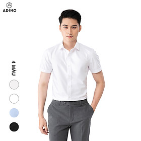 Áo sơ mi nam tay ngắn ADINO màu trắng tinh vải sợi sồi modal dáng slimfit trẻ trung CT102