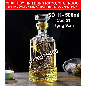 Chai Thủy Tinh đựng Rượu cao cấp hình Rồng Nổi 500ML – Vỏ Chai rượu 500ml, bình thủy tinh trong suốt